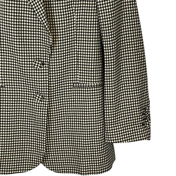 Zara Black Beige Houndstooth Gingham Boxy Cut Blazer Long Sleeve Women's Sz. M-L - Picture 4 of 12
